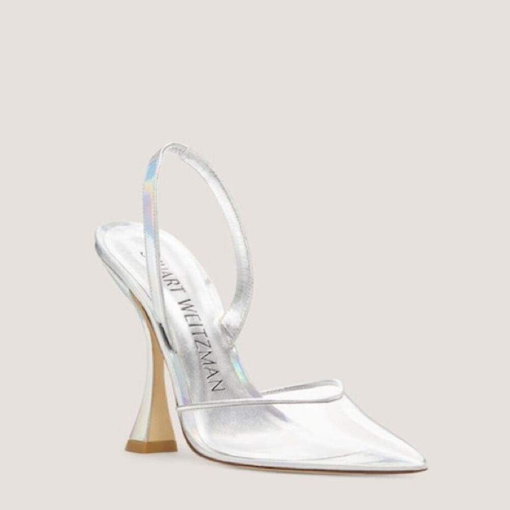 Stuart Weitzman Womens Silver Clear Pointed Stuar… - image 2